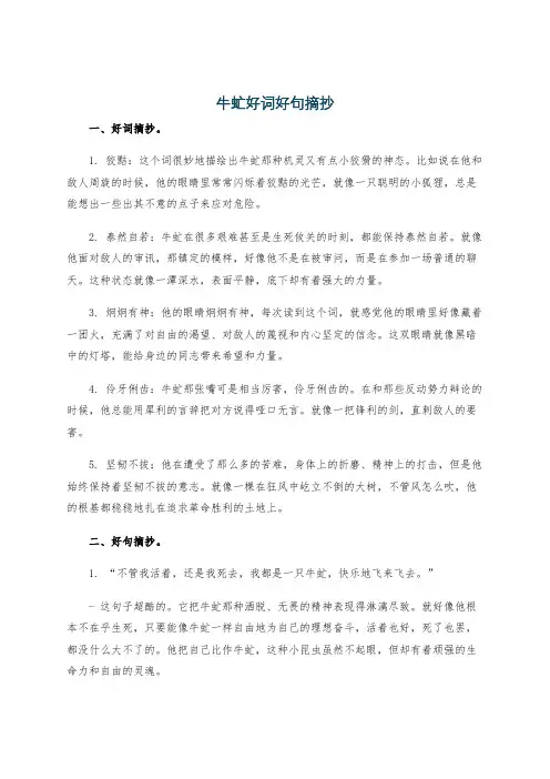 牛虻好词好句摘抄