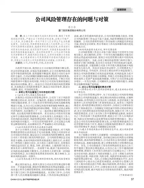 公司风险管理存在的问题与对策