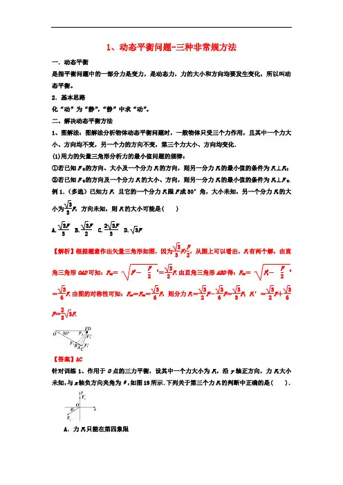 1、动态平衡问题：三种非常规方法-备战2022年高考尖子生培优专题(解析版)