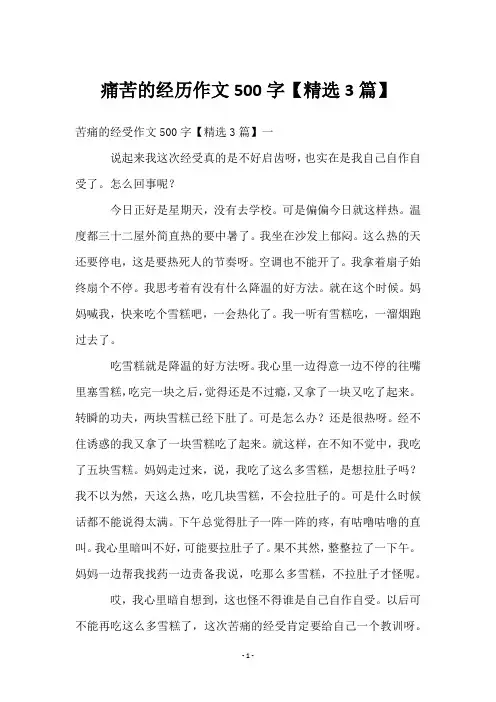 痛苦的经历作文500字【精选3篇】