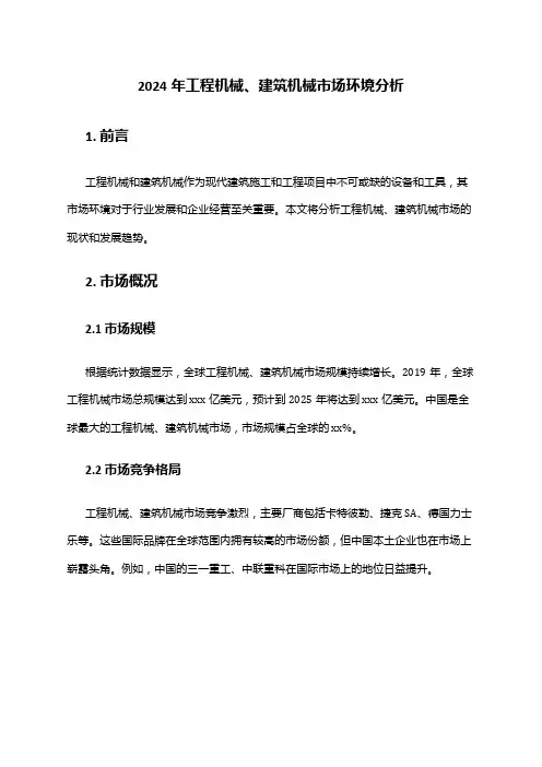 2024年工程机械、建筑机械市场环境分析