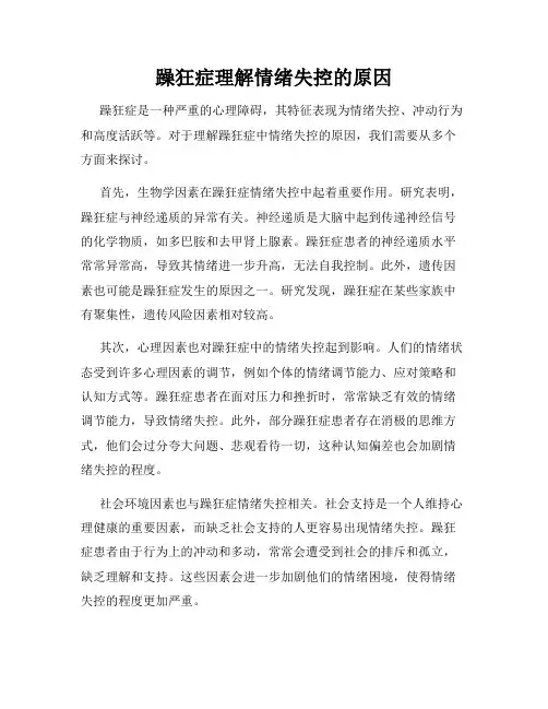 躁狂症理解情绪失控的原因