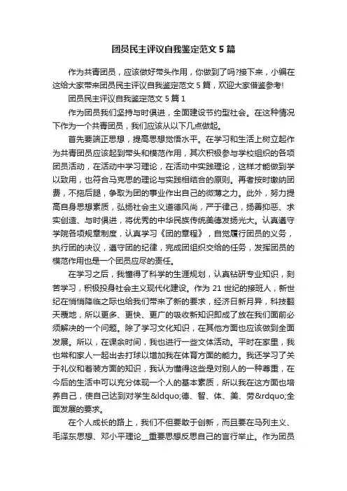 团员民主评议自我鉴定范文5篇