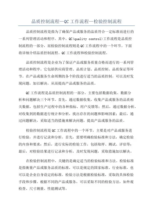 品质控制流程—QC工作流程—检验控制流程