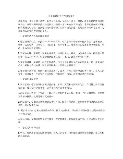 关于豪猪的可行性研究报告