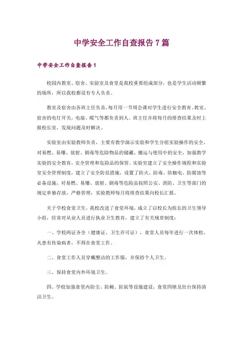 中学安全工作自查报告7篇
