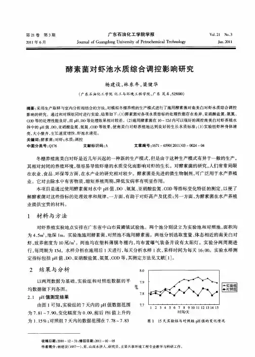 酵素菌对虾池水质综合调控影响研究