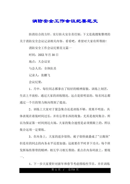 消防安全工作会议纪要范文.doc