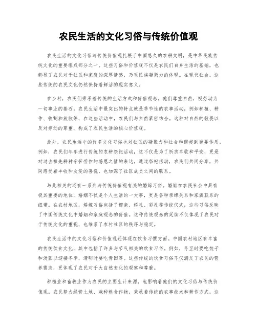 农民生活的文化习俗与传统价值观