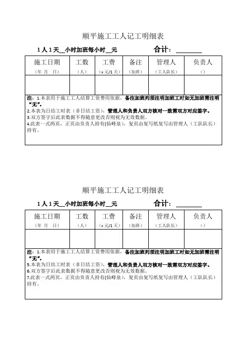 记工明细表