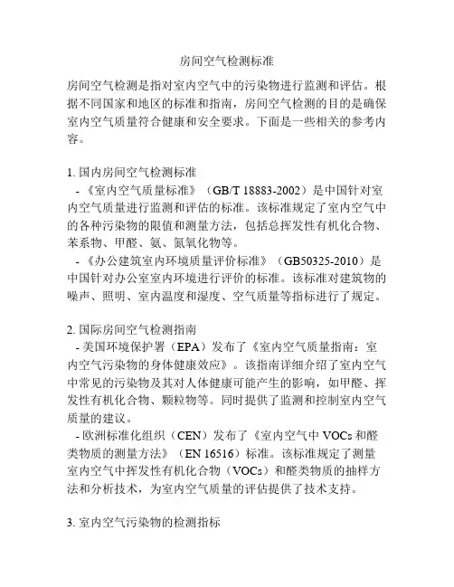 房间空气检测标准
