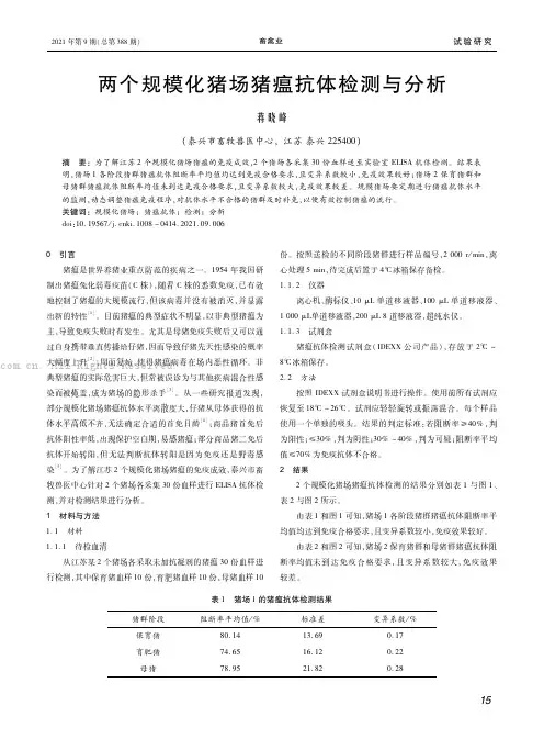 两个规模化猪场猪瘟抗体检测与分析