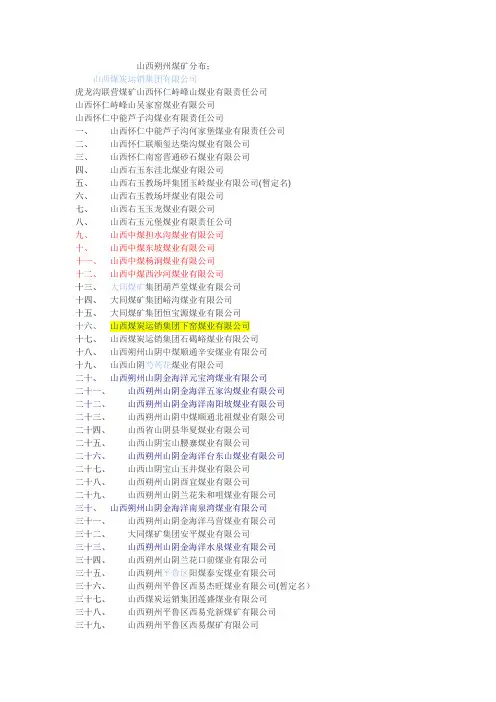 山西朔州煤矿名称