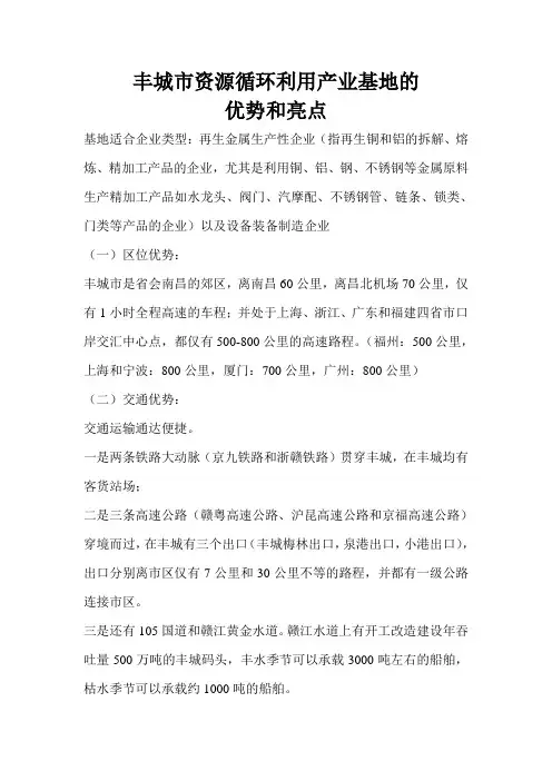 丰城市资源循环利用产业基地的优势和亮点