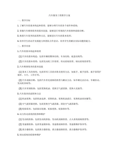 汽车服务工程教学方案