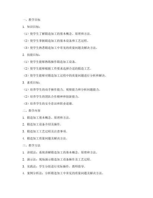锻造加工教学设计方案