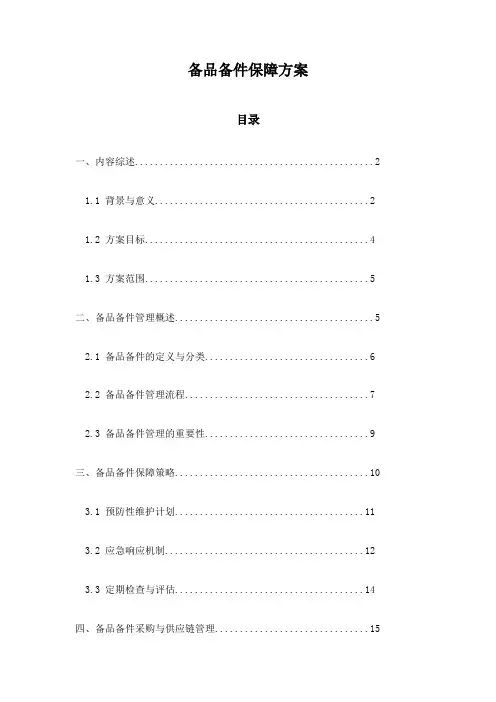 备品备件保障方案