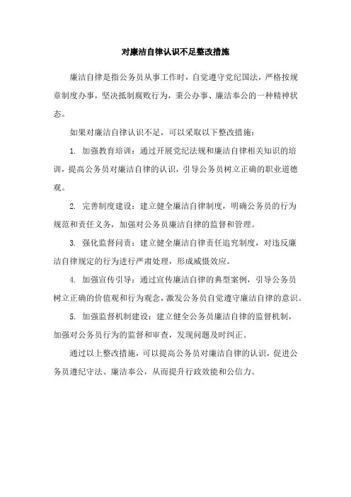 对廉洁自律认识不足整改措施