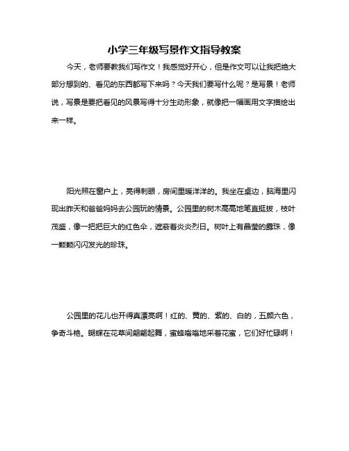 小学三年级写景作文指导教案
