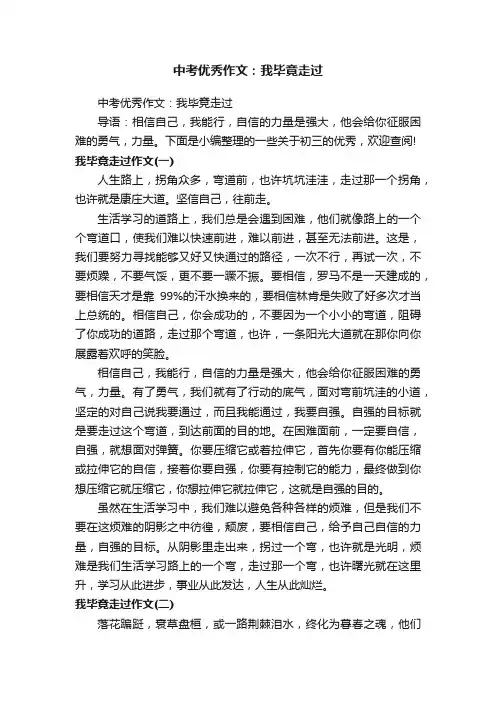 中考优秀作文：我毕竟走过