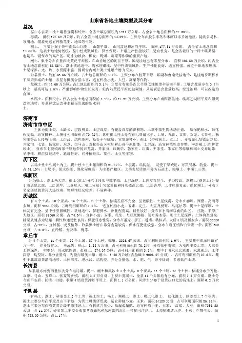 山东省各地土壤类型及其分布