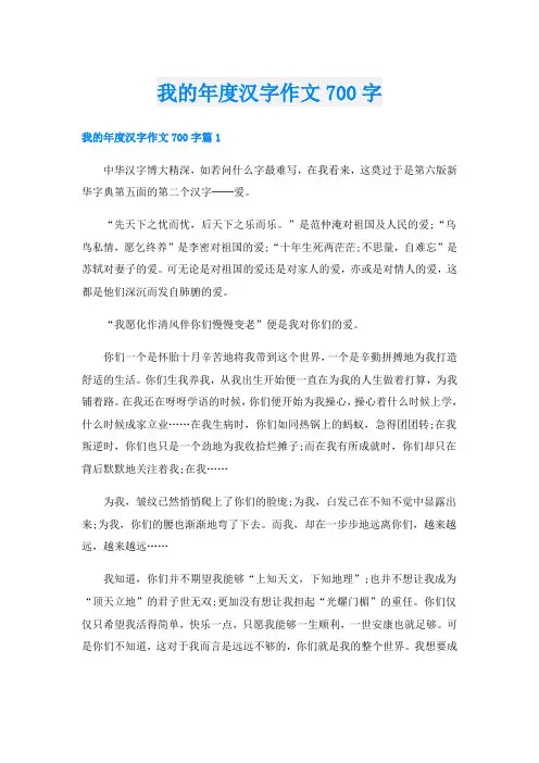 我的年度汉字作文700字