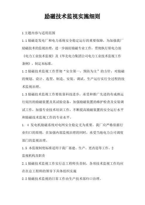 励磁技术监督实施细则