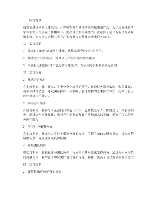 计算机实习报告总结会计