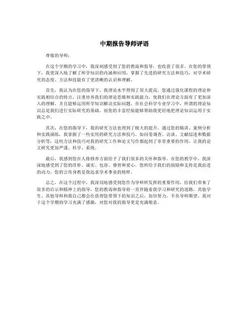 中期报告导师评语