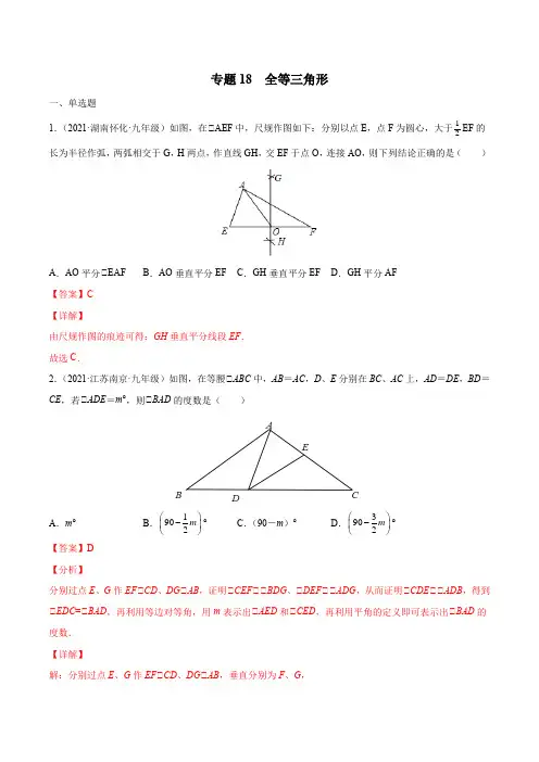 专题18 全等三角形(专项训练)(解析版)