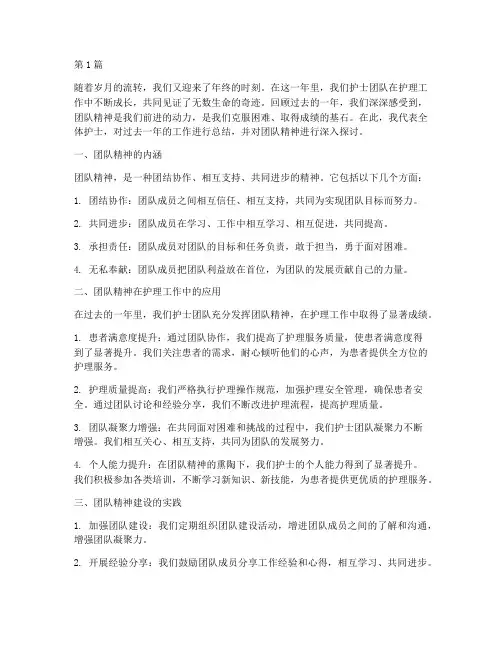 护士年终总结团队精神(3篇)