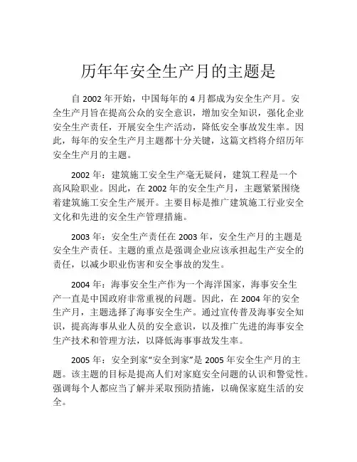 历年年安全生产月的主题是