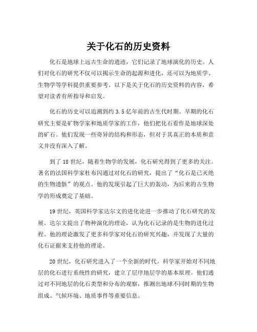 关于化石的历史资料