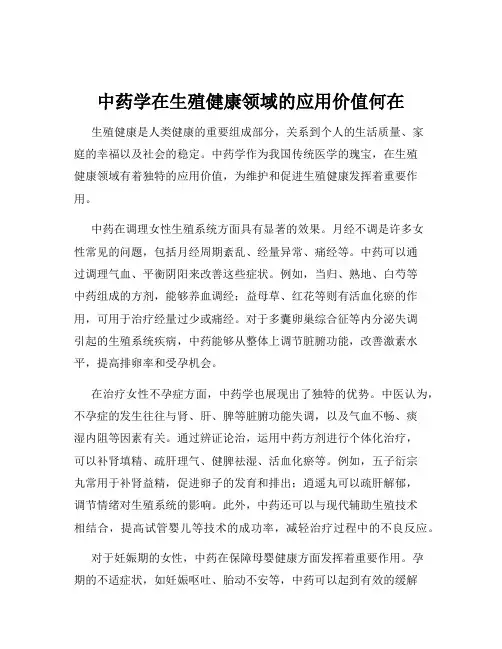 中药学在生殖健康领域的应用价值何在