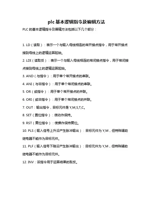 plc基本逻辑指令及编辑方法