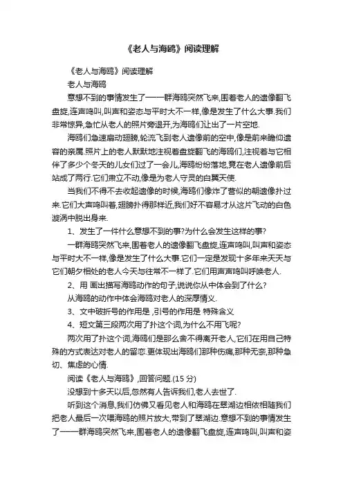 《老人与海鸥》阅读理解