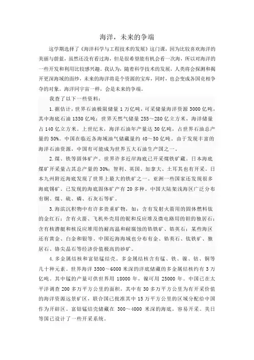 海洋工程期末论文