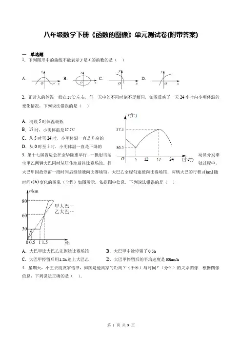 八年级数学下册《函数的图像》单元测试卷(附带答案)
