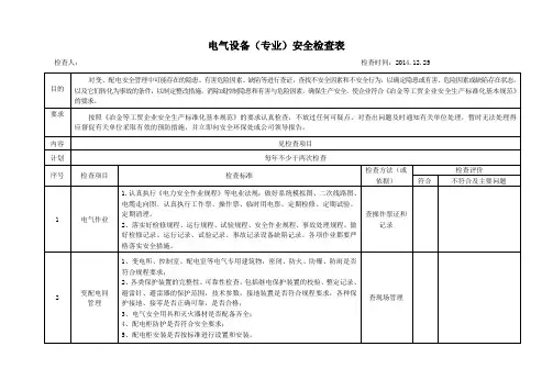 电气设备检查表.