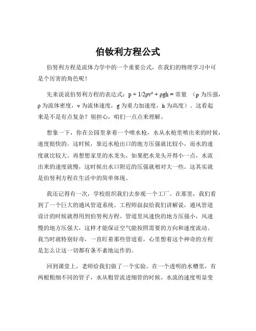 伯钕利方程公式