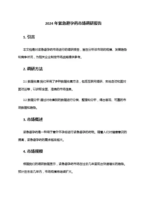 2024年紧急避孕药市场调研报告