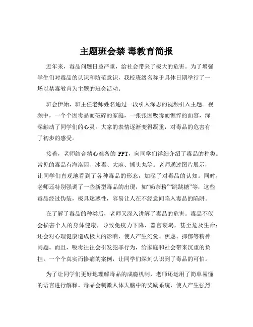 主题班会禁 毒教育简报