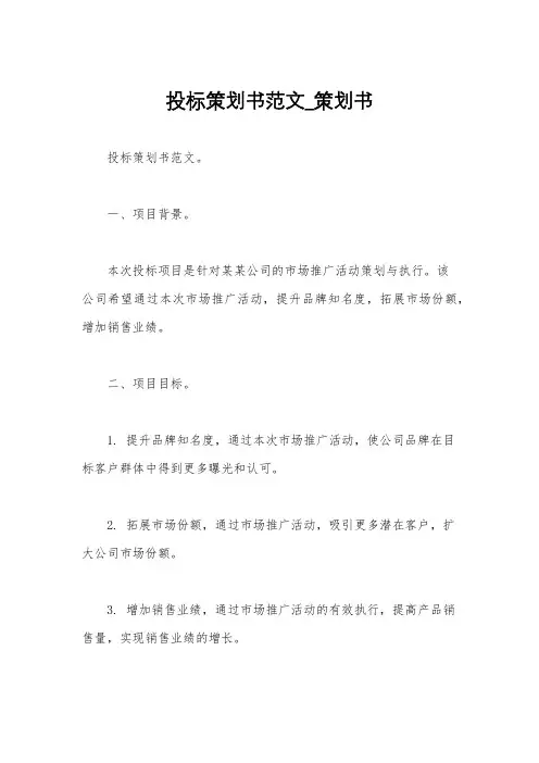 投标策划书范文_策划书