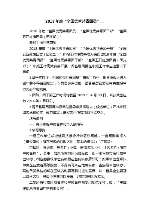 2018年度“全国优秀共青团员”...