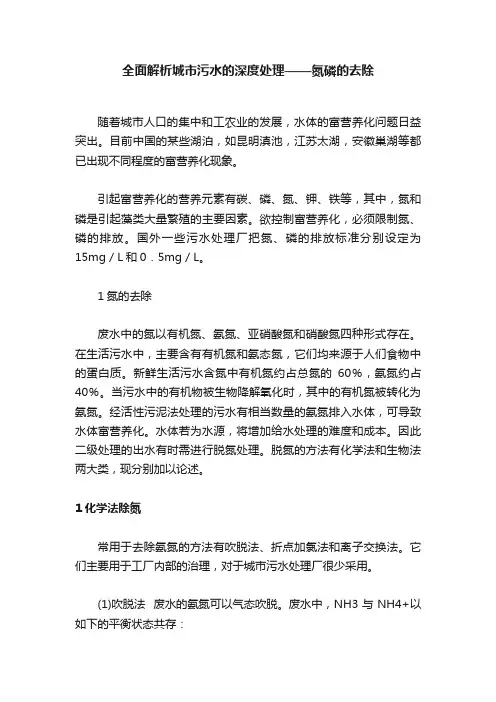 全面解析城市污水的深度处理——氮磷的去除