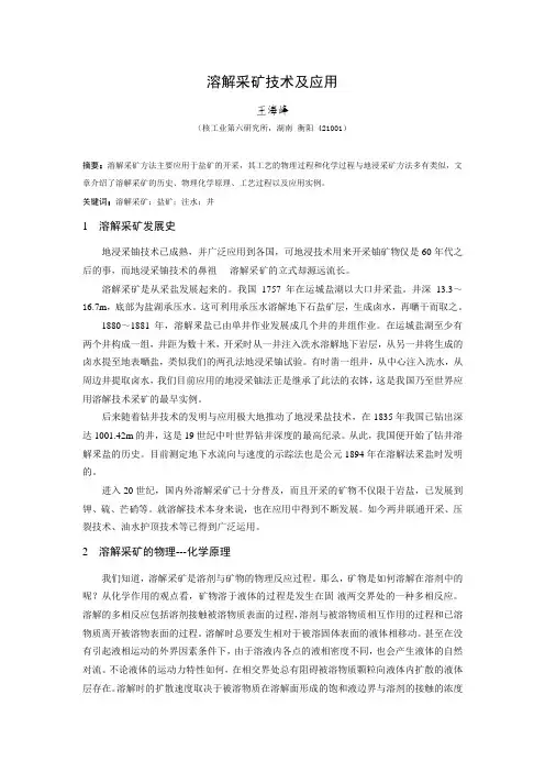 溶解采矿技术及应用