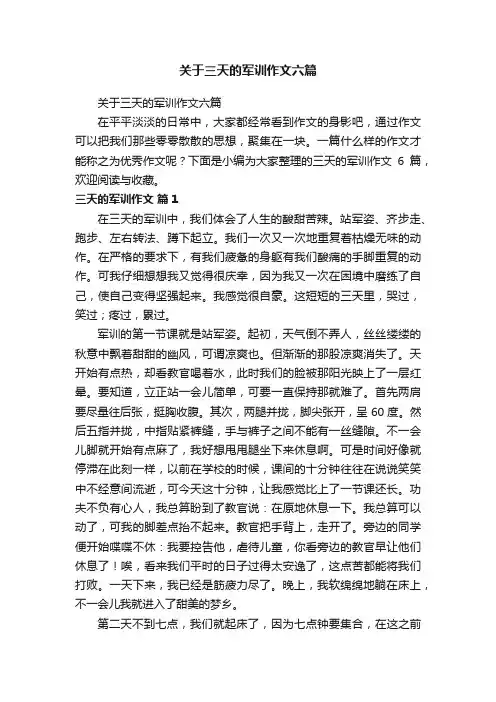 关于三天的军训作文六篇