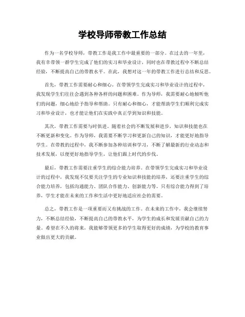 学校导师带教工作总结