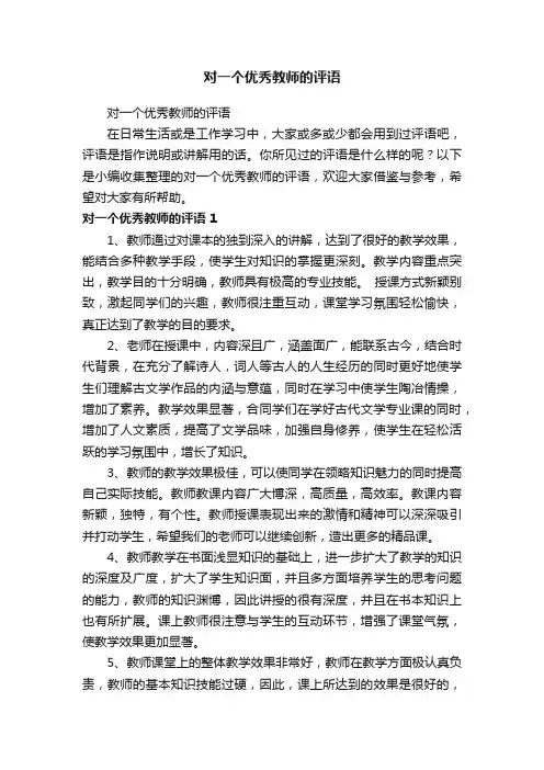 对一个优秀教师的评语