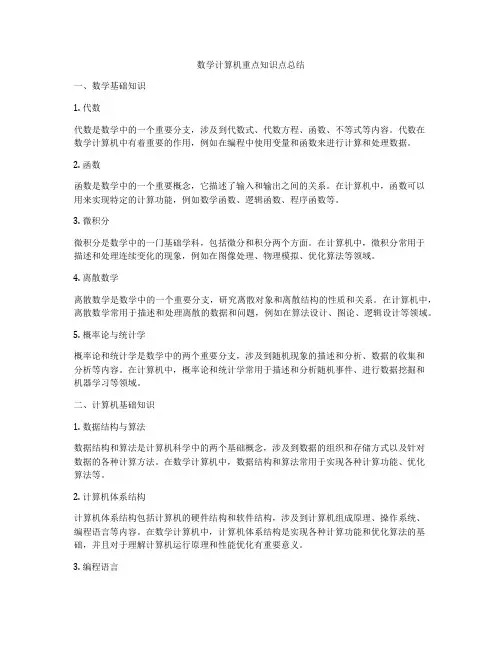 数学计算机重点知识点总结